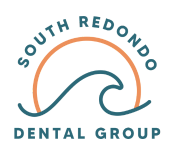 Logo for South Redondo Dental features a stylized blue wave and an orange arc above it, with "South Redondo Dental Group" in bold blue curved text encircling the image for a fresh, coastal look.